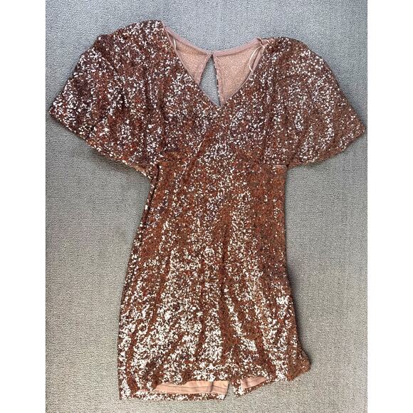 Alex Evenings Formal Dress Full Sequin Mini Dress Champagne Size 16W - Picture 1 of 8